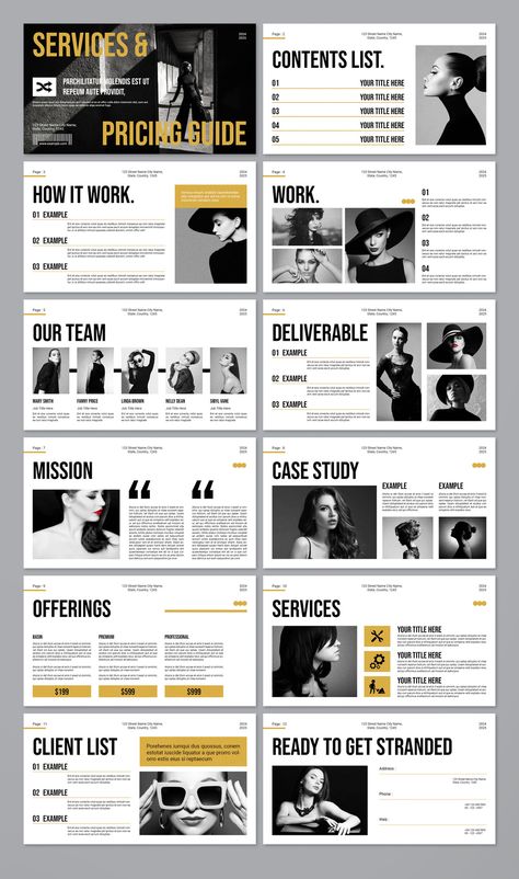 This template can be used to create a customized service and pricing proposal for your clients. It includes a brief overview of the services offered, a list of prices, and a section for additional Graphic Design Pricing List, Minimalistic Presentation, Writing A Business Proposal, Best Presentation Templates, Marketing Proposal, Pricing Guides Templates, Ppt Template Design, Graphic Design Portfolio Layout, Corporate Profile