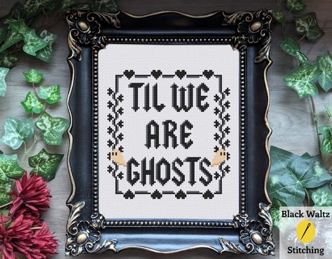 Valentines Cross Stitch, Spooky Cross Stitch, Ghost Cross Stitch, Goth Love, Cross Stitch Wedding, Love Cross Stitch Pattern, Gothic Wedding Theme, Stitch Wedding, Love Cross Stitch