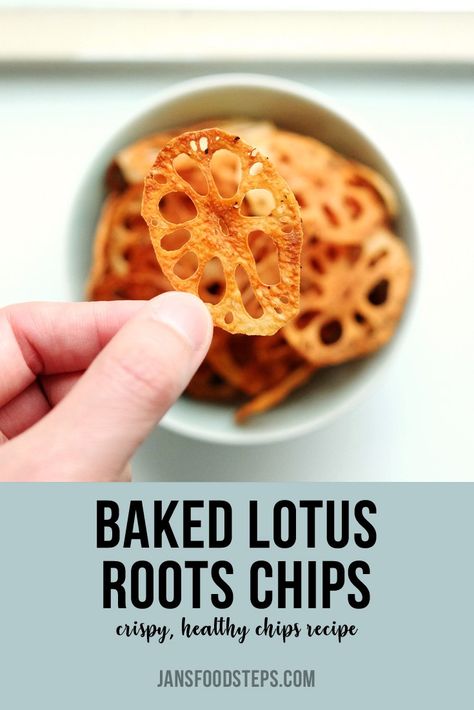 Baked Lotus Root Chips Recipe | Jan's Food Steps Recipes With Lotus Root, Fried Lotus Root Recipe, Lotus Chips, Lotus Root Chips, Lotus Root Recipe, Healthy Chips Recipe, Root Chips, Cny Cookies, Farm Cooking