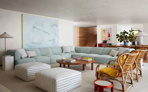 Beach House | Billy Cotton Billy Cotton, Living Room Layout, Living Room Den, Rattan Chair, Contemporary Sofa, Upholstered Furniture, Room Layout, American Design, Pool House