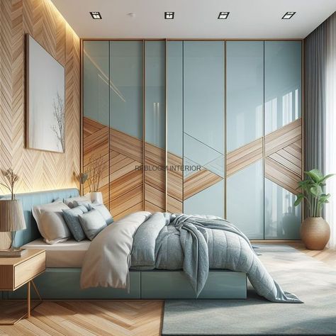 Column In Bedroom, Blue Wardrobe Bedroom, Light Blue Wardrobe, Bedroom Design Master Luxury, Modern Bedroom Design Master Luxury, Blue Wardrobe, Room Divider Ideas, Divider Ideas, Cool Bedroom