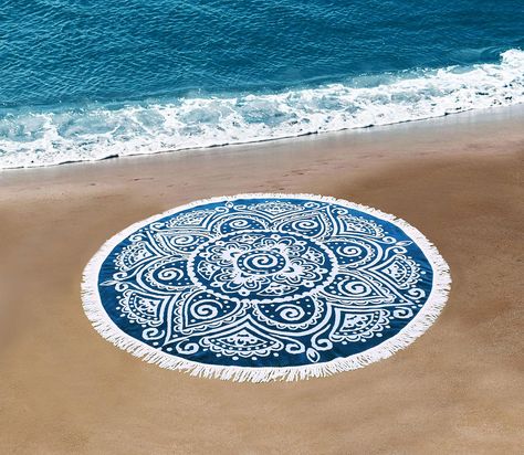 COTTON CRAFT Round Beach Towel Blanket -100% Cotton 5 Foot Plush Soft Jacquard Velour Pool Picnic Towel Yoga Meditation Mat - 60 Inch Boho Mandala Circular... Pool Picnic, Picnic Towel, Boho Blanket, Meditation Mat, Cotton Craft, Beach Towel Blanket, Boho Mandala, White Fringe, Beach Wrap