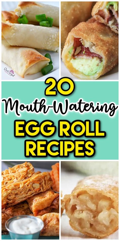 Looking for some mouthwatering egg roll recipes? These recipes are incredibly delicious! Savory and sweet egg roll recipes! These egg rolls are perfect as a side dish for dinner or almost any family gathering. Enchilada Egg Rolls, Italian Sausage Egg Rolls, Egg Roll Wrapper Recipes Baked, Spaghetti Egg Rolls, Shrimp Egg Roll Recipes Air Fryer, Dessert Eggroll Ideas, Breakfast Egg Roll Recipes, Things To Make With Egg Roll Wrappers, Pork And Shrimp Egg Rolls