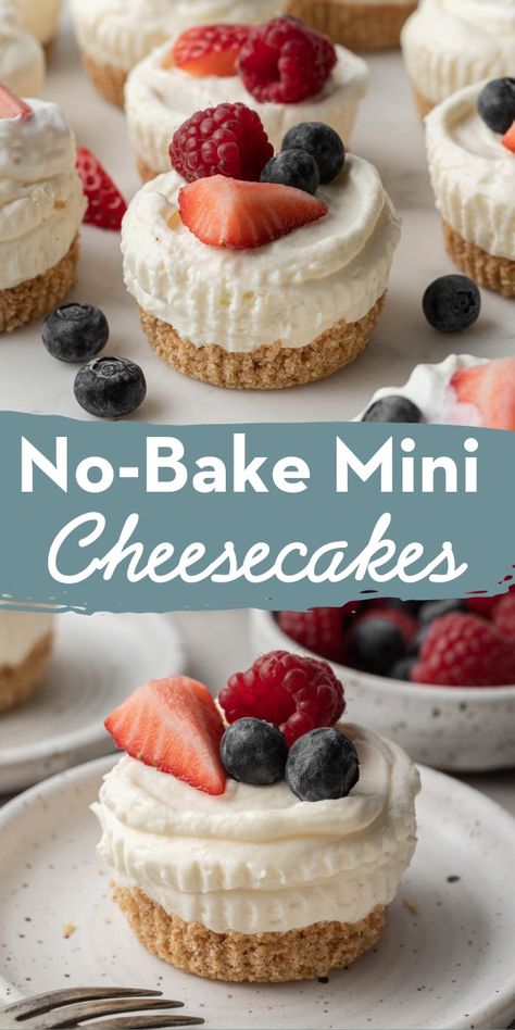 No Bake Cheesecake Muffin Tin, Individual Desserts In A Cup No Bake Mini Cheesecakes, Desserts Make Ahead, Easy Mini Cheesecake Recipes Muffin Tins, Individual Cheesecakes Muffin Tins, No Bake Mini Cheesecake Cups, Easy No Bake Desserts Simple, No Bake Individual Desserts, Mini Cheese Cakes Muffin Tins