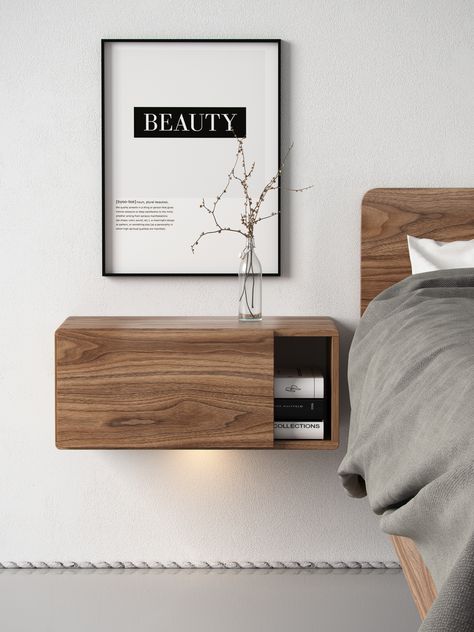 Walnut bedroom on Behance Nightstand Ideas, Walnut Bedroom, Minimalist Dekor, Minimalist Bedroom Decor, Interior Design Minimalist, Bohemian Living Rooms, Night Stands, Minimalist Interior Design, Trendy Bedroom