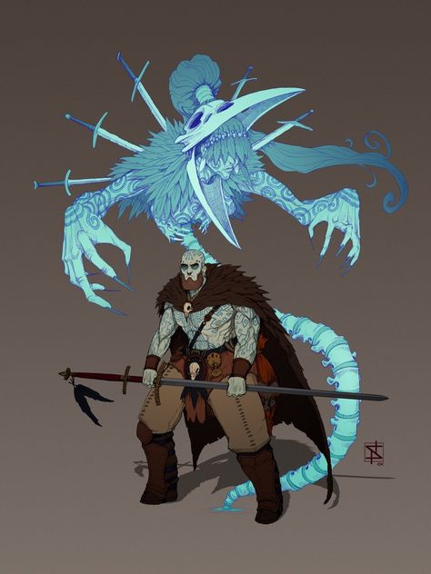 Dnd Ancestral Guardian Barbarian, Dnd Totem Barbarian, Ancestral Barbarian, Summoner Art, Totem Barbarian, Ancestral Guardian, Dnd Barbarian, Barbarian Dnd, Spirit Warrior