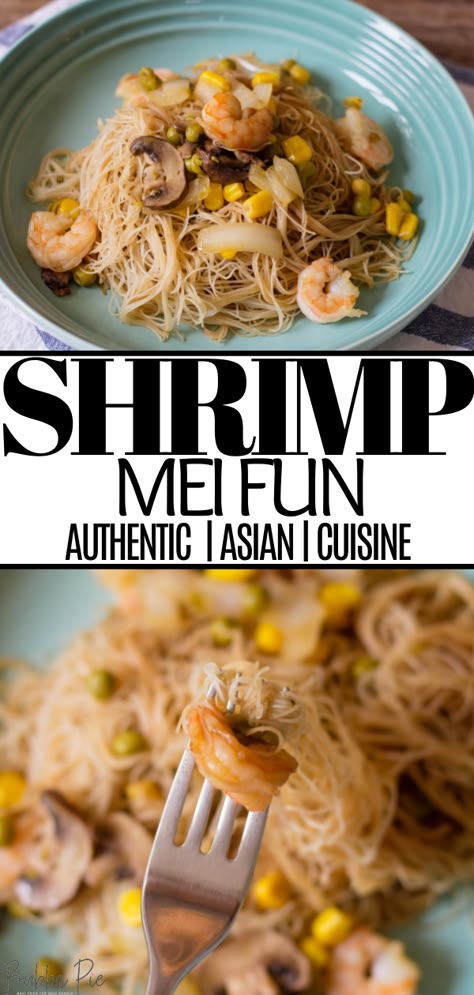 Shrimp Mei Fun Recipe Chinese Food, Shrimp Mei Fun, Rice Noodle Shrimp Recipes, Mei Fun Noodles Recipe, Shrimp Chow Fun Recipe, Chinese Buffet Recipes, Shrimp Mei Fun Recipe, Recipes With Hoisin Sauce, Mei Fun Recipe