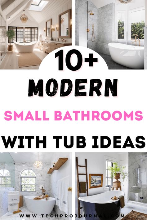 MODERN SMALL BATHROOMS WITH TUB IDEAS Small Modern Bathroom With Bathtub, Small Fully Tiled Bathroom Ideas, Small Bathroom Ideas With Soaker Tub, Bathroom Renovation Ideas With Tub, Small Tubs Bathroom, Small Bath Remodel With Tub, Small Shower Bath Combo, Small Attic Bathroom With Tub, Modern Small Bathrooms With Tub