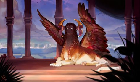 Sphinx Oc Art, Sphinx Oc, Sphinx Mythology, Greek Monsters, The Riddler, The Riddle, The Sphinx, Egypt Art, Fantasy Monster