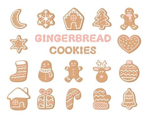 Gingerbread christmas cookies collection... | Premium Vector #Freepik #vector #house #winter #man #tree Christmas Food Illustration, Christmas Cookies Drawing, Cookie Illustration, Gingerbread Christmas Cookies, Cookie Drawing, Cookie Vector, Vector House, Gingerbread Cookies Decorated, Drink Art