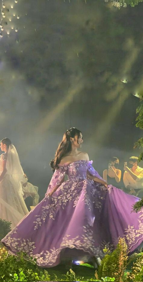 Fantasy Debut Theme, Filipino 18th Debut, Filipino Prom Dress, Debut Filipino Dresses, Rapunzel Debut Theme, 18th Debut Dress, Debutante Dresses Filipino, Purple Quinceañera Dresses, Debut Theme Ideas 18th Elegant