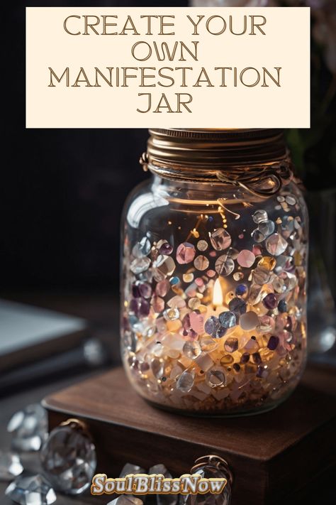 Create Your Manifestation Jar: A Step-by-Step Guide - Soul Bliss Now Manifestation Jar Ideas, Nye Craft, Manifestation Jars, Manifestation Jar, Dream Jar, Jar Desserts, Mason Jar Desserts, Gratitude Jar, Decorative Glass Jars