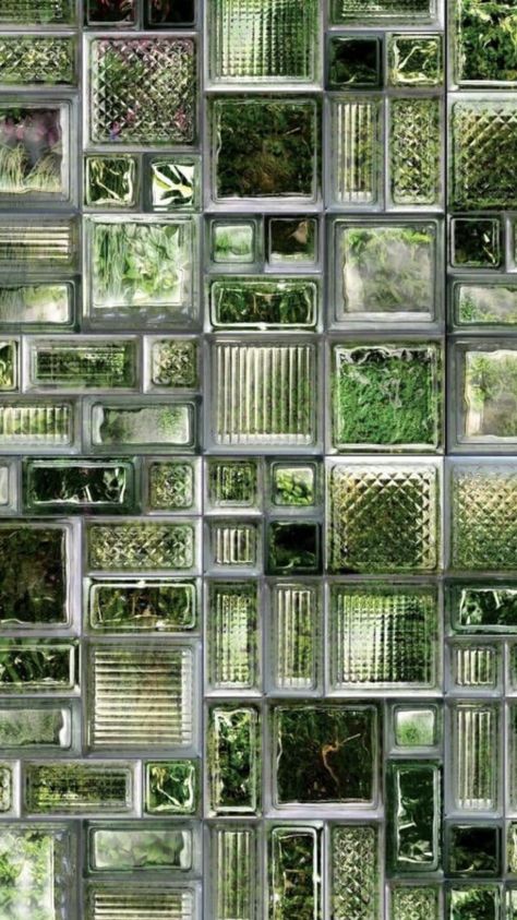 10 Wallpaper, Glass Brick, Green Theme, Green Tile, Glass Blocks, Facade Design, Glass Texture, New Wall, Green Aesthetic