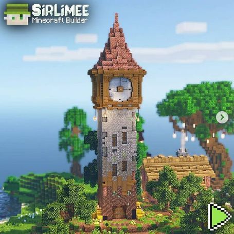 Minecraft Kingdom Builds, Minecraft Clocktowers, Minecraft Clock Design, Minecraft Medieval Clock Tower, Minecraft Bell Tower, Minecraft Cartographer House, Minecraft Watchtower, Windmill Minecraft, Minecraft Clock Tower