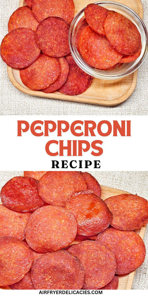 Air fryer pepperoni chips - Keto friendly chips recipe. Last Minute Snacks, Air Fryer Pepperoni, Chips In The Air Fryer, Crispy Pepperoni, Chips Air Fryer, Air Fryer Hacks, Pepperoni Chips, Air Fryer Tips, Keto Diets