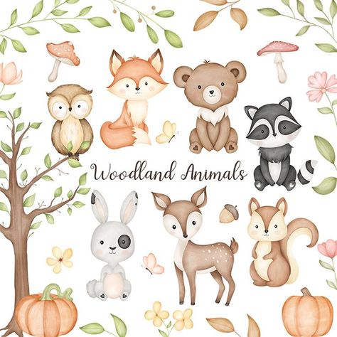 Baby Doodle, Nursery Forest, Panda Dog, Woodland Clipart, Crayons Pastel, Watercolor Woodland, Animal Nursery Art, Animals Watercolor, Woodland Animal Nursery