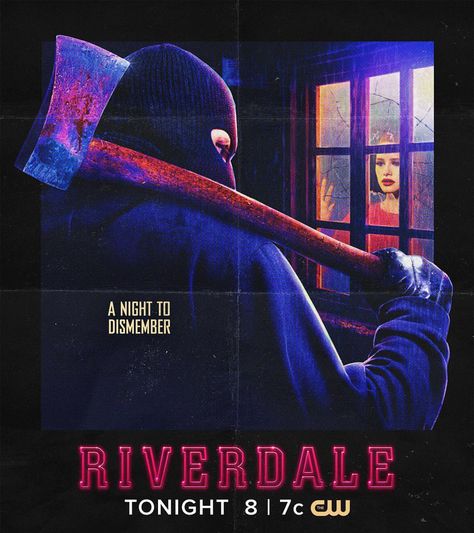 A night to dismember. #Riverdale is new TONIGHT at 8/7c on The CW! Riverdale Season 2, Mystery Tv Series, Riverdale Series, Riverdale Poster, Archie Comics Riverdale, Riverdale Cw, Free Poster Printables, Vanessa Morgan, Riverdale Cast