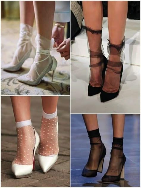 Socks Heels, Sock Outfits, Sheer Socks, Socks And Heels, Happy Socks, Shoes Socks, Fashion Socks, Mode Inspiration, Ankle Socks