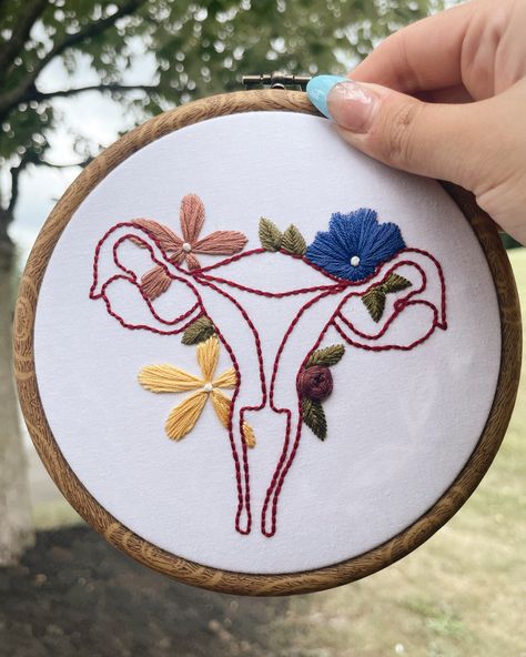 #uterus #flowers #embroidery #embroideryart #embroiderydesign #embroideryhoopart #womensrights #prochoice #smallbusiness #smallbusinessowner Flower Uterus Art, Uterus Embroidery Pattern, Embroidery Uterus, Unicornuate Uterus, Uterus Flowers, Uterus Embroidery, Uterus With Flowers, Uterus Art, Feminist Embroidery