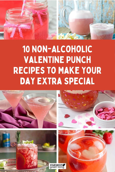 Looking for a delicious and festive Valentine's Day drink that won't leave you feeling hungover? Try one of these indulgent non-alcoholic punch recipes! These refreshing beverages are perfect for celebrating with your loved ones without the added headache. From sweet and fruity to tangy and bubbly, there's a punch recipe here for every taste. Treat yourself this Valentine's Day with a refreshing and alcohol-free punch! Valentines Day Punch Recipes, Valentines Punch Recipes Non Alcoholic, Alcohol Free Punch Recipes, Healthy Punch Recipe, Virgin Valentine Drinks, Valentines Sherbert Punch, Galentines Party Punch Alcohol, Valentine’s Day Punch Non Alcoholic, Valentine Punch Recipe