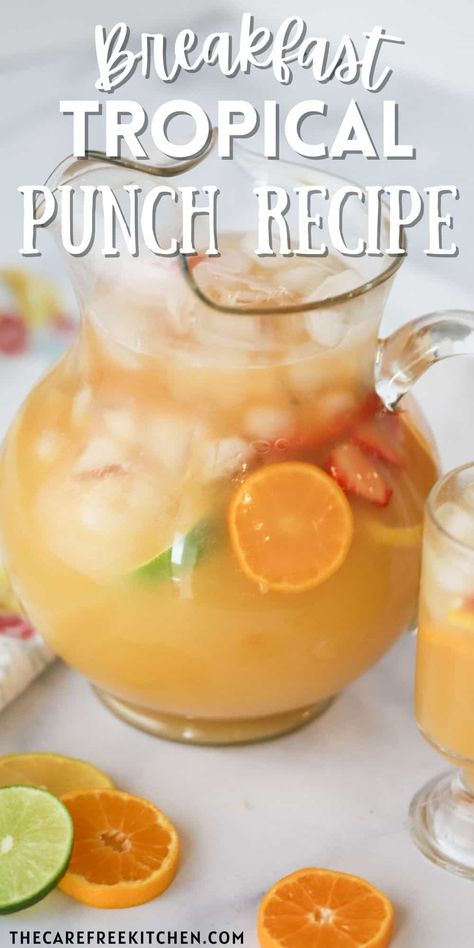 Easy Punch Recipe, Tropical Punch Recipe, Breakfast Punch, Brunch Punch, Tropical Breakfast, Punch Drink, Holiday Punch Recipe, Easy Punch Recipes, Easy Punch