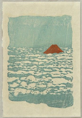 Koshiro Onchi 1891-1955 - Mt. Fuji over Clouds - artelino Art Auctions. Mont Fuji, Japanese Print, Mt Fuji, Art Walk, Sumi E, Retro Illustration, Japan Art, Japanese Prints, Paintings & Prints