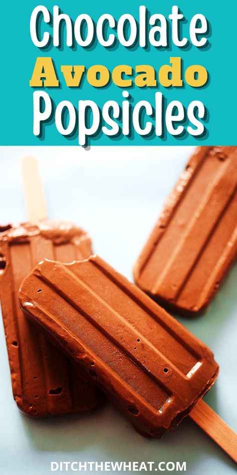 These Chocolate Avocado Popsicles are made with avocado to create an instant fudgy taste without any hard work. It’s dairy-free and can easily be made keto-friendly depending on what kind of sweetener you use. These popsicles are an instant hit! Chocolate Avocado Popsicles, Dairy Free Popsicle Recipes, Gluten Free Kids Party Food, Flourless Mug Cake, Gluten Free Kids Snacks, Dairy Free Popsicles, Avocado Popsicles, Paleo Recipes Snacks, What Is Gluten Free