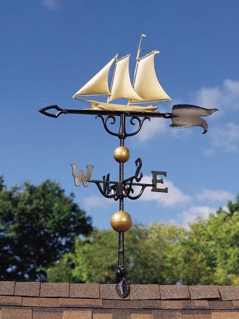 46-inch Yacht Weathervane By Whitehall Products Copper Ornaments, Lightning Rod, Weather Instruments, Weather Vanes, Outdoor Accents, Rooftop Garden, Painted Ornaments, Hand Painted Ornaments, Garden Gates