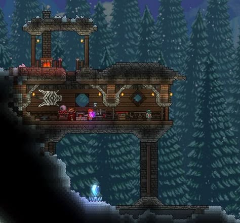 Terraria Snow Biome House, Terraria Snow House, Terraria Design, Terraria Houses, Terraria Game, Terrarium Base, Terraria Tips, Snow Town, Terraria House Ideas