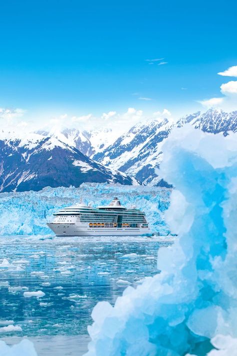 Hubbard Glacier Alaska, Alaskan Cruise Pictures, Alaska Cruise Pictures, Alaskan Cruise Aesthetic, Alaskan Glaciers, Radiance Of The Seas, Alaska Aesthetic, Hubbard Glacier, Best Cruise Lines