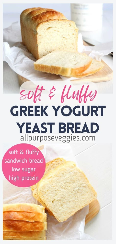 Here's an unbelievably soft & fluffy high-protein, low-sugar sandwich bread that's about to change the way you think about bread. Made with fat-free Greek yogurt and unsweetened applesauce, this bread is a healthier alternative that doesn't compromise on taste and texture. #yeastbread #sandwichbread #healthybaking #greekyogurt #highprotein High Protein Sandwich, Greek Yogurt Bread, Healthy Homemade Bread, Low Calorie Bread, Protein Sandwich, Yogurt Bread, Sugar Bread, Healthy Bread Recipes, Protein Bread