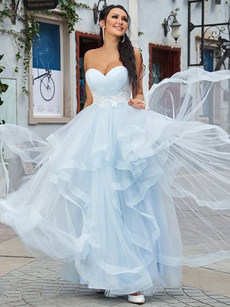 new Baby Blue Prom Dress Long, Baby Blue Prom Dresses, Blue Tulle Prom Dress, Tulle Prom Dress Long, Prom Dresses Long Blue, Tulle Applique, Prom Dress Long, Blue Prom Dress, Tulle Evening Dress