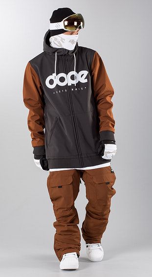 Dope "Standard DO Dark Grey/Adobe" Snowboard clothing Snowboarding Outfit Mens, Snowboard Outfits, Snowboard Jacket Mens, Snowboarding Style, Ski Outfit, Snowboarding Men, Snow Fashion, Snowboarding Outfit, Snowboarding Gear