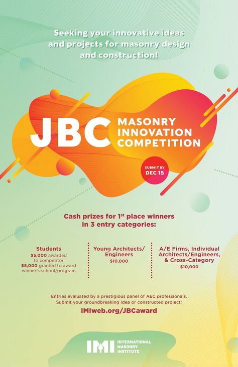 JBC Masonry Innovation Competition | Bustler Poster Competition Ideas, Competition Poster Ideas, Competition Flyer Design, Innovation Poster, Competition Poster Design, Competition Poster, Architecture Design Competition, Poster Competition, Graphic Design Flyer