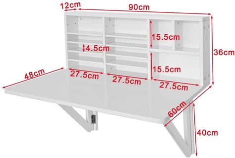 SoBuy FWT07-W, Folding Wooden Wall-Mounted Drop-Leaf Table Desk Integrated with Storage Shelves, L90xW60cm, White: Amazon.co.uk: Kitchen & Home Desks For Small Spaces, Bunk Bed Designs, Folding Walls, Wall Mounted Desk, Wall Desk, Folding Furniture, Wall Table, Drop Leaf Table, Uk Kitchen