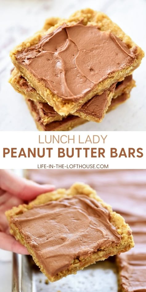 Lunch Lady Peanut Butter Bars, Peanut Butter Bars Recipe, Peanut Butter Cookie Bars, Savory Baking, Homemade Chocolate Frosting, Bar Desserts, Peanut Butter Fingers, Patty Cake, Peanut Butter Snacks