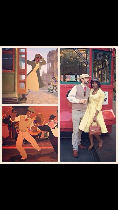 #interracial Tiana Dapper Day, Tiana And Naveen Costume, Dapper Disneybound, Disneyland Ootd, Dapper Day Disneyland, Dapper Day Outfits, Disney Dapper Day, Tiana And Naveen, Disney Dress Up