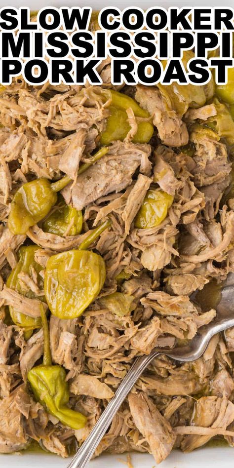 This Slow Cooker Mississippi Pork Roast Recipe is one that the whole family is going to love. This tender delicious pot roast recipe has only 5 simple ingredients and 5 minutes of prep time. Slow Cooker Mississippi Pork Roast, Crockpot Mississippi Pork Roast, Slow Cooker Mississippi Pork Tenderloin, Mississippi Pork Roast Crockpot, Mississippi Pulled Pork, Lion Pork Roast Crock Pot, Mississippi Pork Loin Crock Pot, Pork Mississippi Roast Crock Pot, Pork Sirloin Crock Pot Recipes