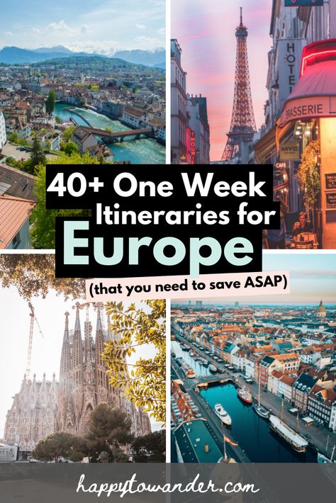 Not sure how to spend a week in Europe? This list of 1 week in Europe itineraries is a must-read! If you only have one week in Europe and are looking for trip and vacation ideas, give this post a read for tons of amazing and fun ideas. #europetrip Happy 40, Europe Travel Itinerary, Central America Destinations, Europe Itinerary, Europe Bucket List, Europe Trip Itinerary, Birthday Travel, Europe Itineraries, Italy Itinerary