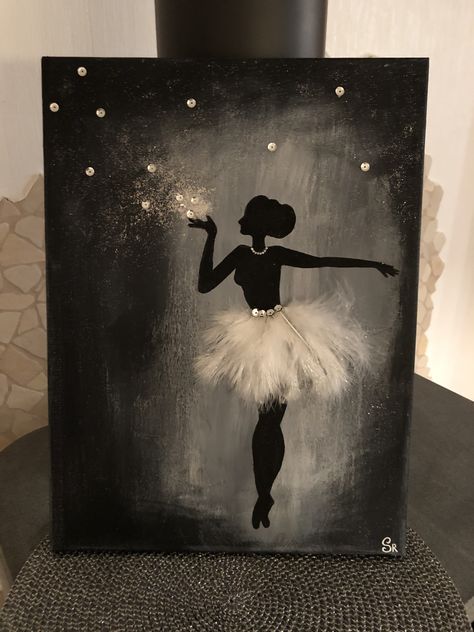 Painting Ballerina, Painting Silhouette, Ballerina Craft, Mini Tela, Ballerina Wall Art, Ballet Painting, Ballerina Art, Dance Paintings, Diy Canvas Wall Art