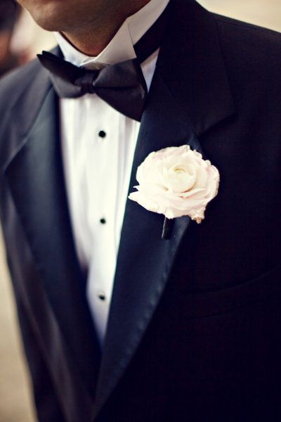 White Tuxedo Wedding, Groom Bowtie, Rose Boutonniere, Groom Ties, Groom And Groomsmen Attire, Groom Looks, Groomsmen Attire, Dallas Wedding, Groom Attire