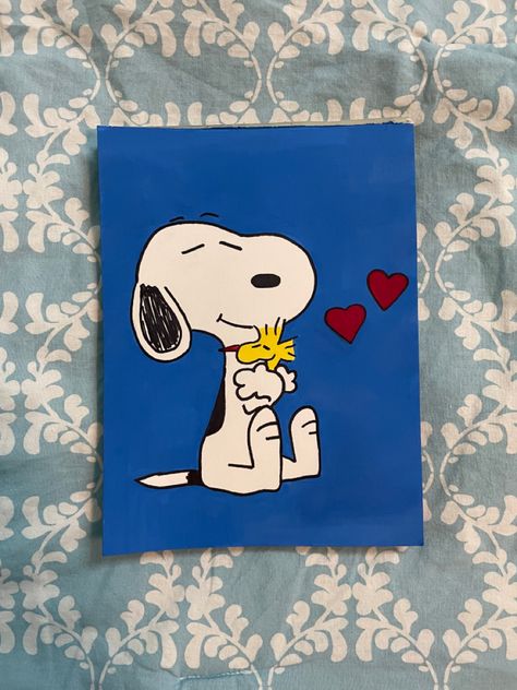 Snoopy Painting Ideas, Snoopy Canvas Painting, Canvas Painting Ideas Love, Snoopy Paintings On Canvas, Snoopy Painting, Disney Canvas Paintings, Kids Canvas Art, Disney Canvas, Simple Canvas Paintings