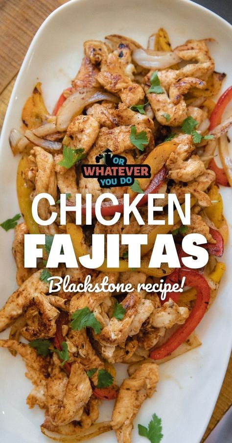 Blackstone Chicken Fajitas Blackstone Chicken, Traeger Cooking, Steak Fajita Recipe, Shrimp Fajitas, Chicken Fajita Recipe, Griddle Recipes, Flat Top Grill, Pellet Grill Recipes, Blackstone Griddle