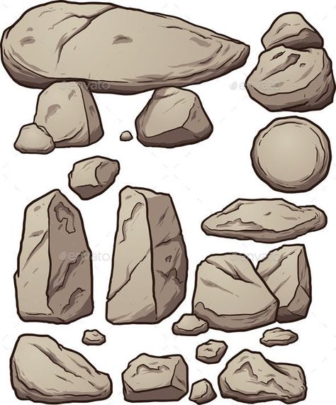 Boulder Drawing, Drawing Rocks, Cartoon Trees, Rock Textures, Image Nature, Forest Illustration, Watercolor Projects, Illustration Cartoon, Game Concept Art