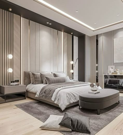 Aida Sambuci (@novart_aidasambuci) • Fotos y vídeos de Instagram Gebsen Board Design, Contemporary Modern Bedroom Design, Modern Luxe Bedroom, Minimal Modern Bedroom, Modern Guest Bedroom, Beautiful Bed Designs, Japanese Scandinavian, Bedroom Design Modern, Modern Apartment Living Room