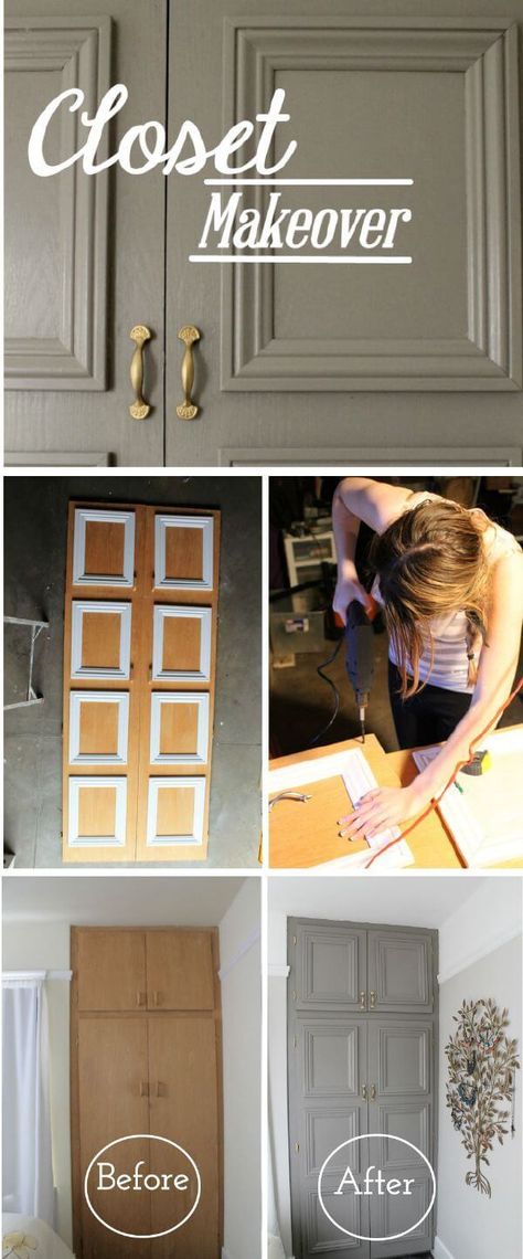 Diy Tables, Closet Door Makeover, Door Molding, Closet Door, Closet Makeover, After Pictures, Door Makeover, Easy Home Decor, Closet Doors