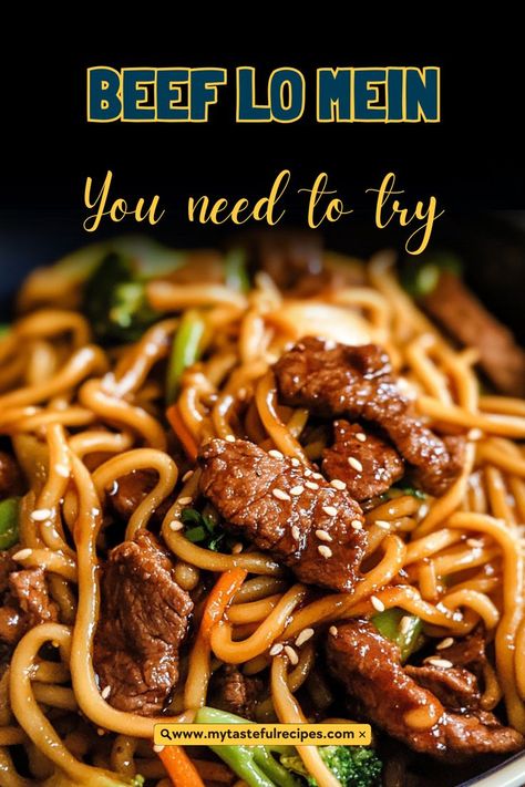 This Beef Lo Mein recipe is a perfect weeknight stir-fry packed with savory flavors, tender beef, and loads of delicious vegetables. Simple and satisfying! Beef Lo Mein Recipe Crockpot, Spicy Beef Lo Mein Recipe, Recipes For Stir Fry Beef, Recipes With Stir Fry Beef, Easy Beef Lo Mein Recipe, Authentic Lo Mein Recipe, Stir Fry Beef And Vegetables, Lo Mein Recipe Vegetable, Low Mein Noodles Recipe