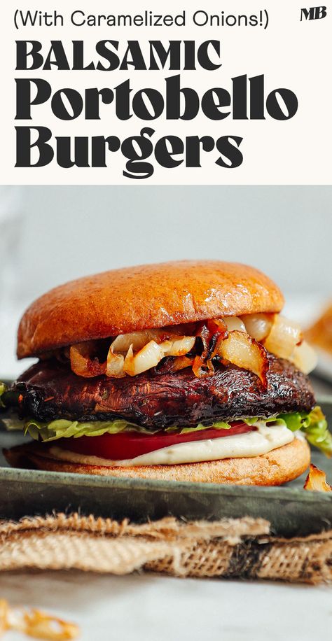 These 10-ingredient portobello burgers are the best mushroom burgers we’ve ever had! It’s the balsamic-herb marinade and homemade garlic aioli that sets them apart. Sure to please plant-based and meat eaters alike! Mushroom Burgers Portobello, Portabella Mushroom Burger, Garlicky Kale, Mushroom Burgers, Portabella Mushroom, Portobello Burger, Mushroom Burger, Minimalist Baker, Stuffed Portabella Mushrooms