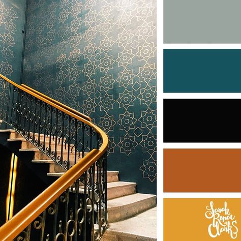 Art deco color scheme (teal and bronze) | 25 color palettes inspired by the PANTONE color trend predictions for Fall/Winter 2018 - Find more color palettes, mood boards and schemes at www.sarahrenaeclark.com #color #colorpalette #colorscheme Art Deco Color Scheme, Art Deco Color Palette, Art Deco Colors, Art Deco Color, Spring Color Palette, Color Schemes Colour Palettes, Wooden Display, Room Color Schemes, Mini Skein