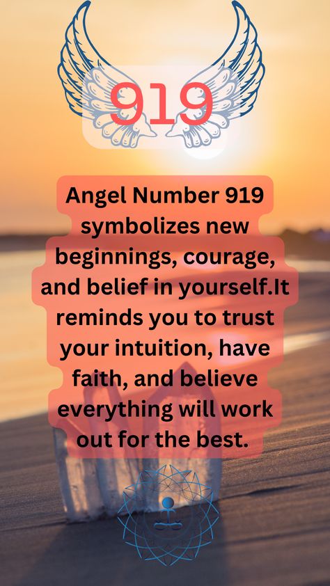 Angel number 919 symbolizes new beginnings, courage, and belief in yourself. Faith In God Wallpaper, 919 Angel Number Meaning, Numerology Quotes, Prayer Vision Board, Have Faith In God, Angel Number 888, Belief In Yourself, God Wallpaper, Trust Your Intuition